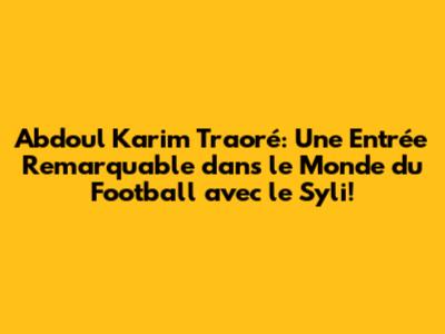 Abdoul Karim Traoré: Une Entrée Remarquable dans le Monde du Football avec le Syli!