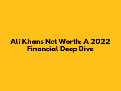 Ali Khan's Net Worth: A 2022 Financial Deep Dive