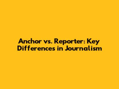 Anchor vs. Reporter: Key Differences in Journalism