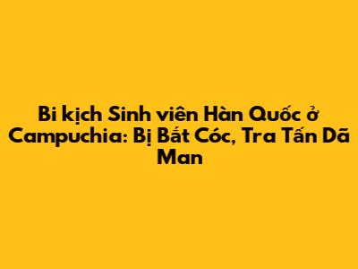 Bi kịch Sinh viên Hàn Quốc ở Campuchia: Bị Bắt Cóc, Tra Tấn Dã Man