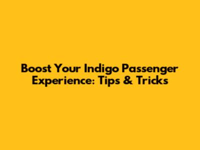 Boost Your Indigo Passenger Experience: Tips & Tricks