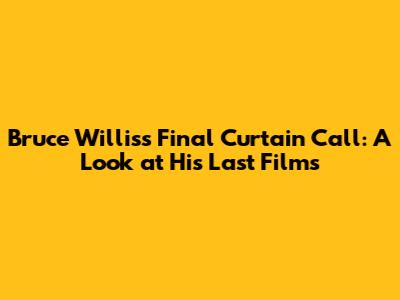Bruce Willis's Final Curtain Call: A Look at His Last Films