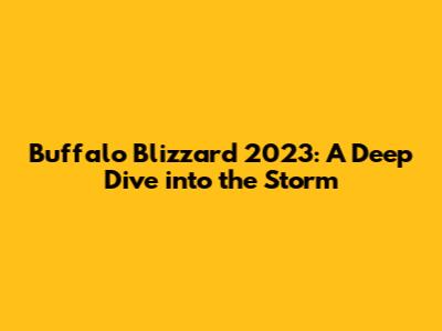 Buffalo Blizzard 2023: A Deep Dive into the Storm