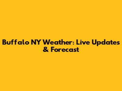 Buffalo NY Weather: Live Updates & Forecast