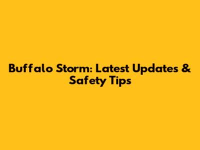 Buffalo Storm: Latest Updates & Safety Tips