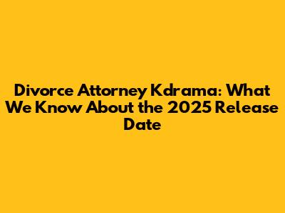 Divorce Attorney Kdrama: What We Know About the 2025 Release Date