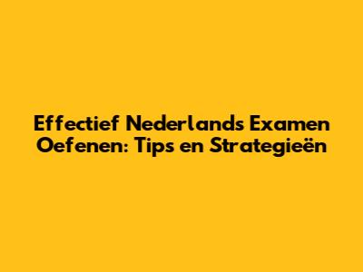 Effectief Nederlands Examen Oefenen: Tips en Strategieën