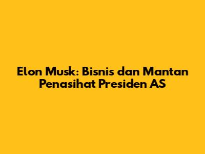 Elon Musk: Bisnis dan Mantan Penasihat Presiden AS