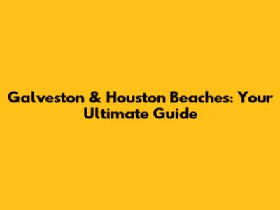 Galveston & Houston Beaches: Your Ultimate Guide