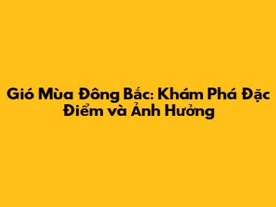 Gió Mùa Đông Bắc: Khám Phá Đặc Điểm và Ảnh Hưởng