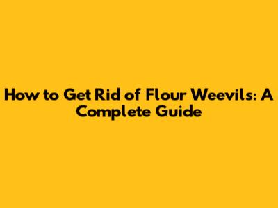 How to Get Rid of Flour Weevils: A Complete Guide