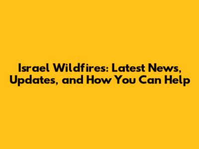 Israel Wildfires: Latest News, Updates, and How You Can Help