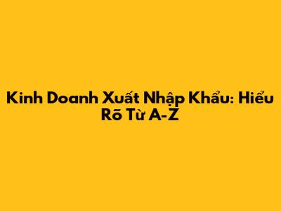 Kinh Doanh Xuất Nhập Khẩu: Hiểu Rõ Từ A-Z