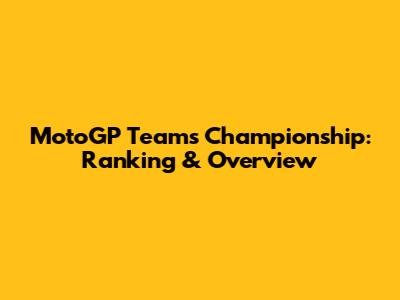 MotoGP Teams Championship: Ranking & Overview