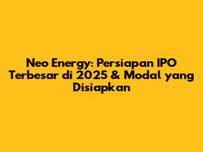 Neo Energy: Persiapan IPO Terbesar di 2025 & Modal yang Disiapkan