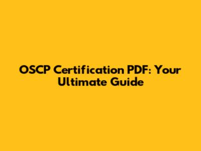 OSCP Certification PDF: Your Ultimate Guide