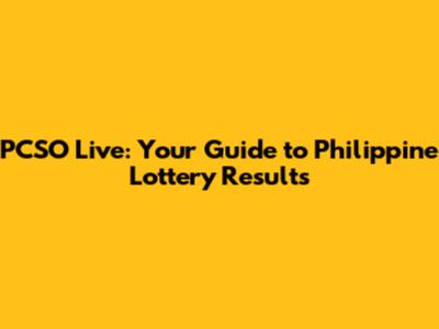 PCSO Live: Your Guide to Philippine Lottery Results