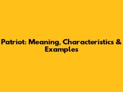 Patriot: Meaning, Characteristics & Examples