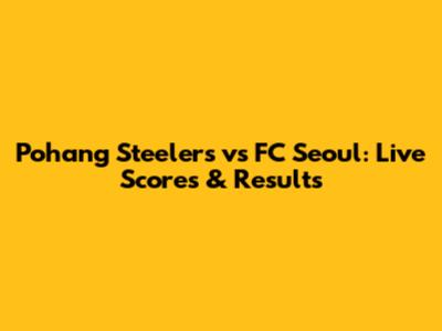 Pohang Steelers vs FC Seoul: Live Scores & Results
