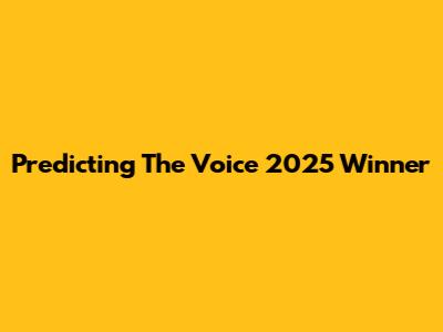 Predicting The Voice 2025 Winner
