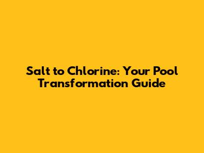 Salt to Chlorine: Your Pool Transformation Guide