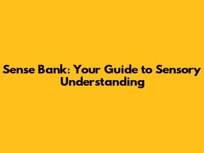 Sense Bank: Your Guide to Sensory Understanding