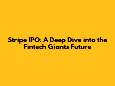 Stripe IPO: A Deep Dive into the Fintech Giant's Future