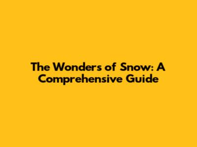 The Wonders of Snow: A Comprehensive Guide