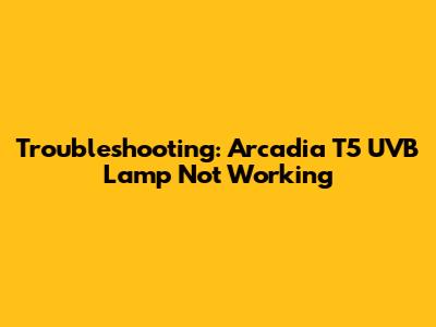 Troubleshooting: Arcadia T5 UVB Lamp Not Working