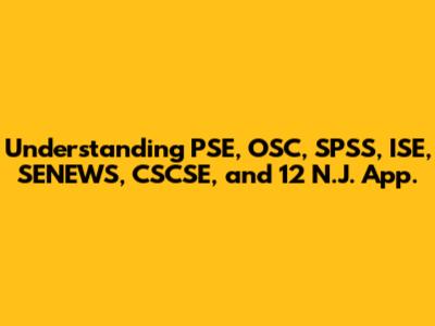Understanding PSE, OSC, SPSS, ISE, SENEWS, CSCSE, and 12 N.J. App.