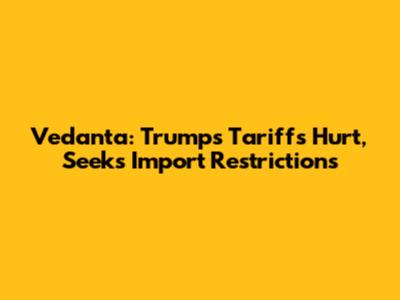 Vedanta: Trump's Tariffs Hurt, Seeks Import Restrictions