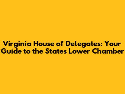 Virginia House of Delegates: Your Guide to the State's Lower Chamber