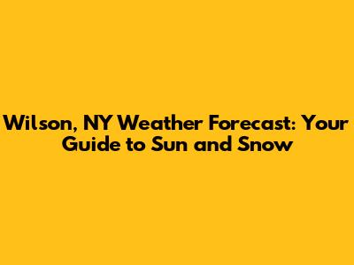 Wilson, NY Weather Forecast: Your Guide to Sun and Snow