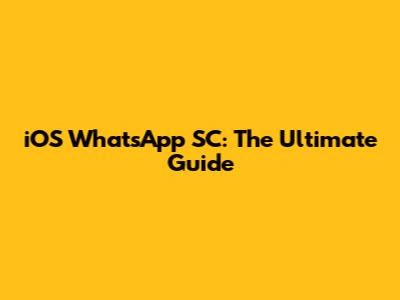 iOS WhatsApp SC: The Ultimate Guide